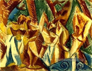 Pablo Picasso œuvres - Cinq femmes 3 1907 cubisme Pablo Picasso